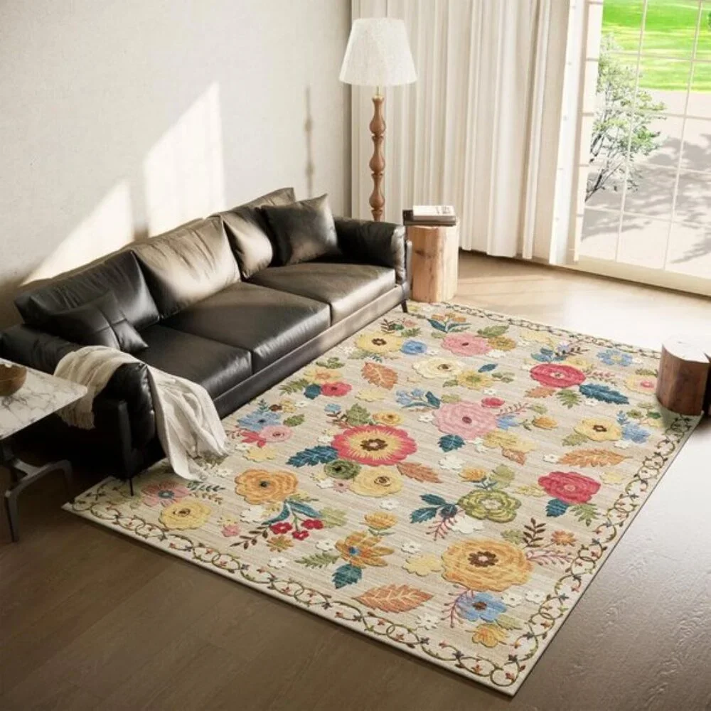 New 5x7 Floral Vintage Rug, Washable Non-Slip Soft Carpet for Any Room